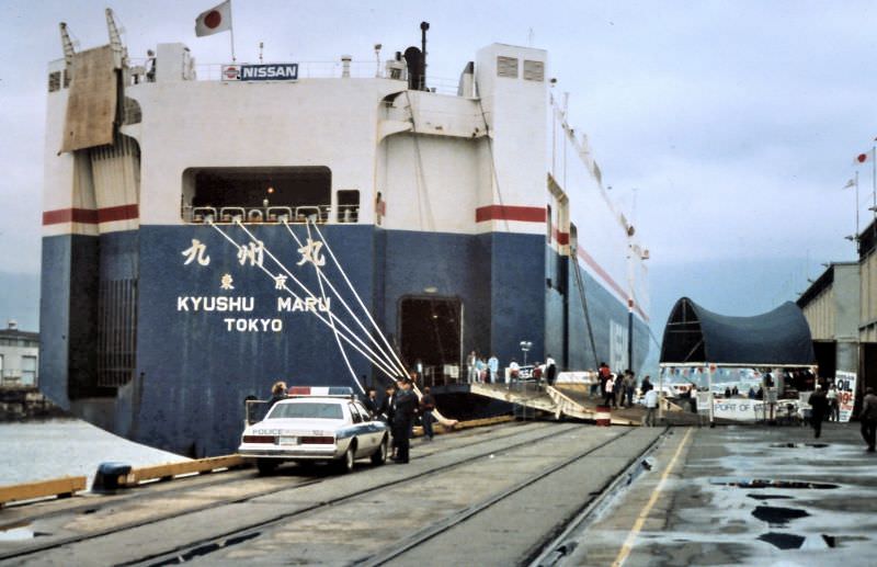 #27 Vancouver Nissan shipload car sale at Ballantyne Pier in Vancouver, 1987