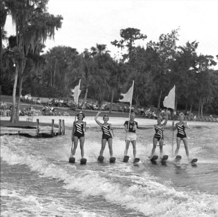 #193 Skiing group at Cypress Gardens, Florida, 1950s.