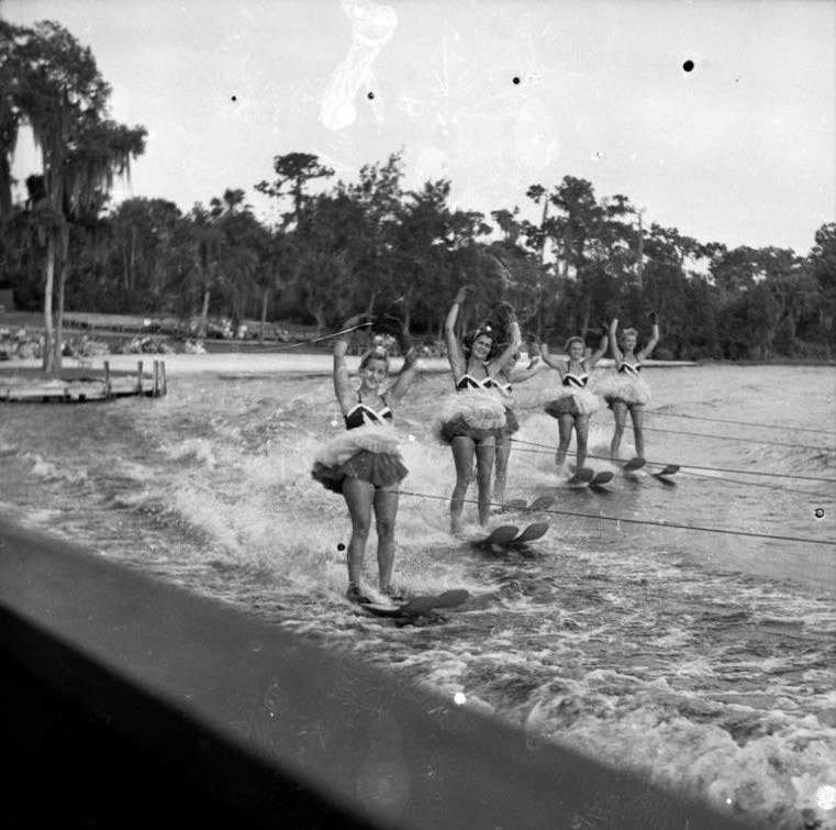 #198 Skiing group at Cypress Gardens, Florida, 1950s.