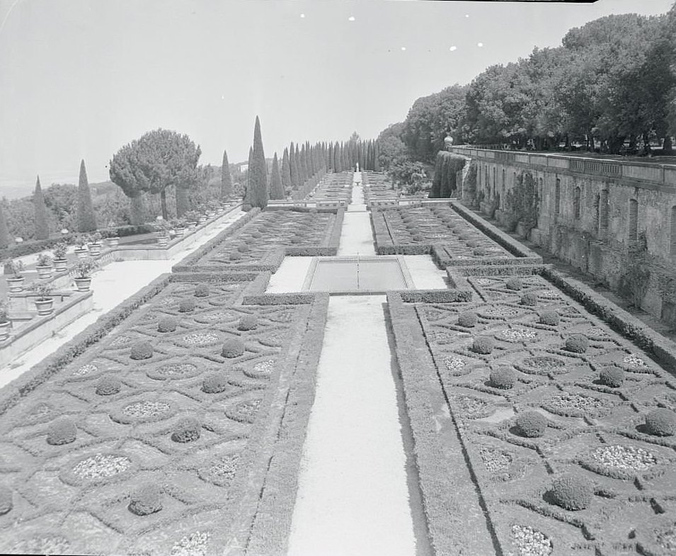 #8 View of the Magnificent “Italian Gardens”, a half-mile long, in the Papal Villa, lined for the last quarter-mile with tall cypress trees.