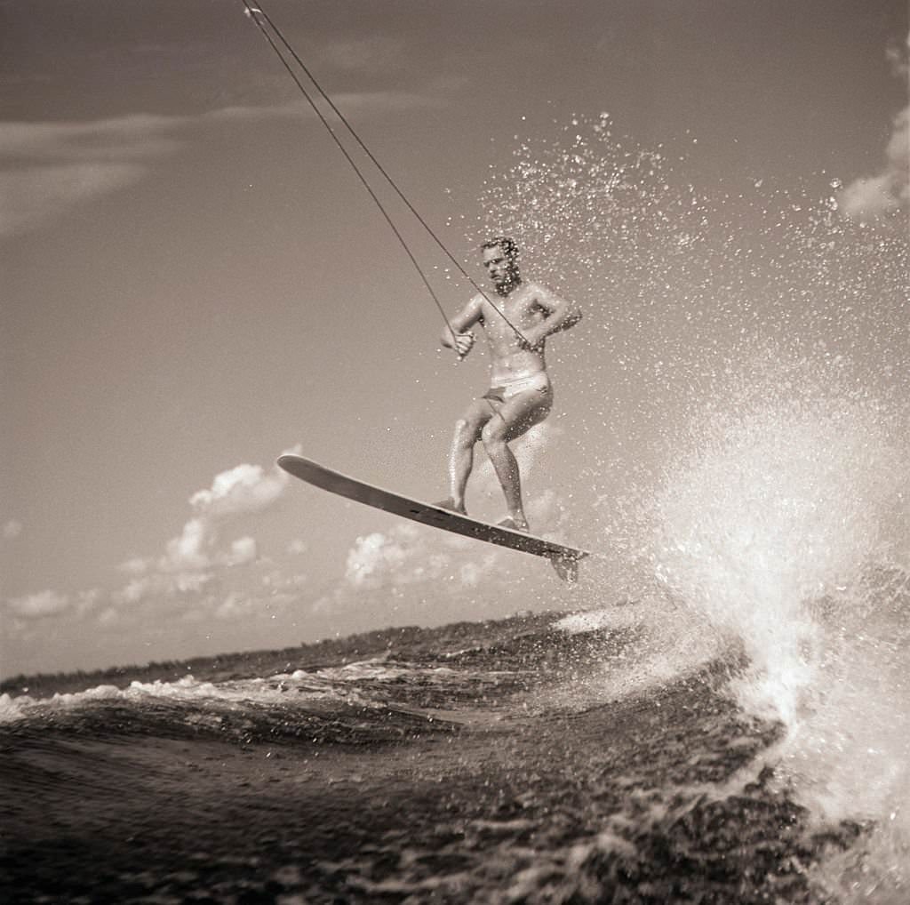 #93 Ski Jumping Across Boat Wake at Cypress Gardens, Florida.