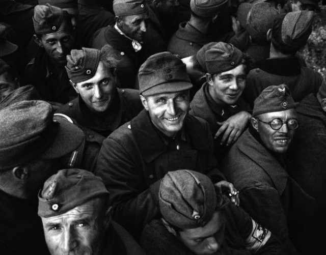 #37 A study of German prisoners taken by the Americans in their drive on Cherbourg, France on June 28, 1944. The fall of Cherbourg ends what General Eisenhower refers to as the second phase of the campaign of liberation.