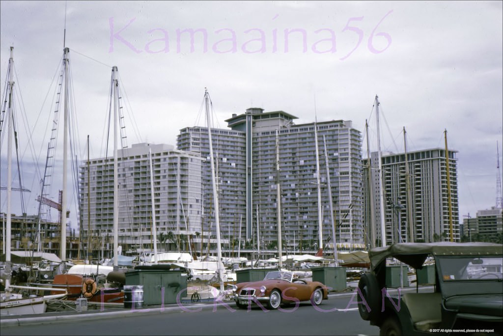 #40 The waterfront at Ala Wai Yacht Harbor on Oahu’s south shore, 1967
