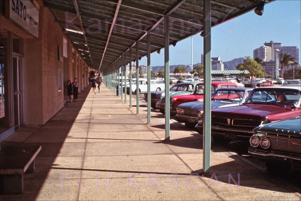 #95 Upper level makai side at Ala Mona Center looking Diamond Head, 1966