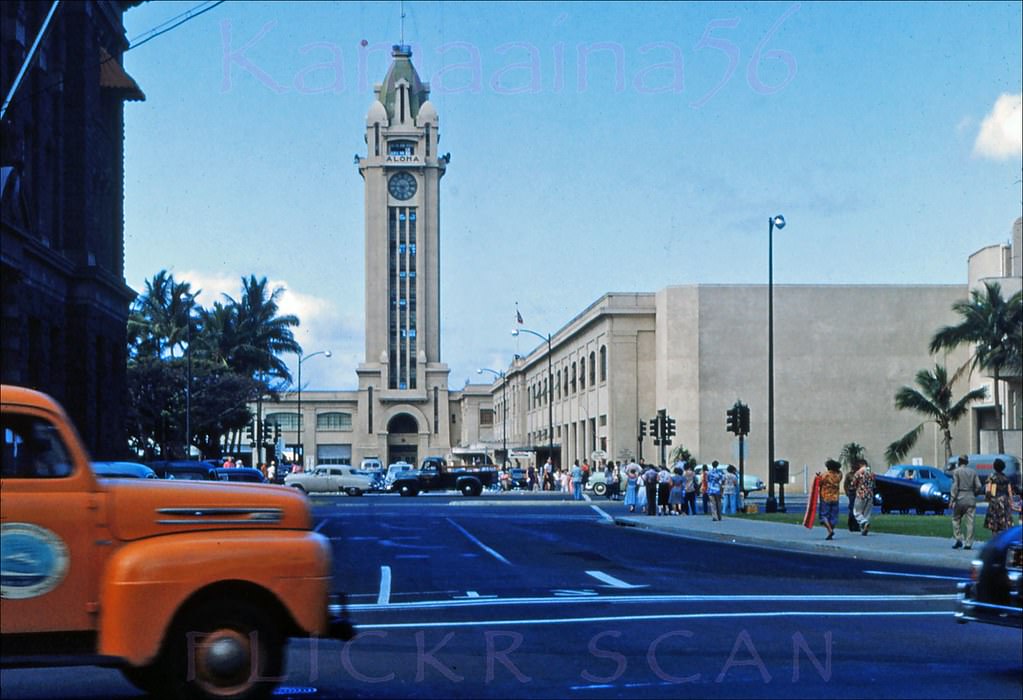#134 Aloha Tower from Queen Street, 1953