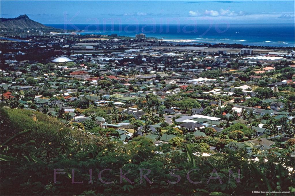 #26 Looking Diamond Head from Punchbowl Crater in the Makiki section of Honolulu to Ala Moana and Waikiki, 1957