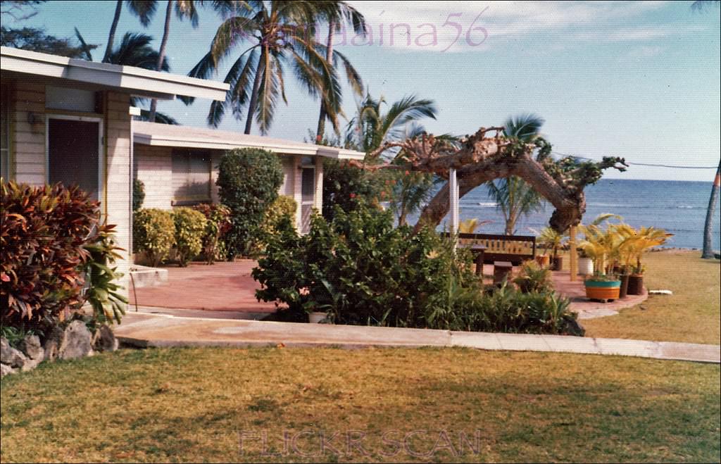 #26 Makai view from Paterson Cottages on Kaalawai Beach next to Black Point, East Oahu, behind Diamond Head, 1971