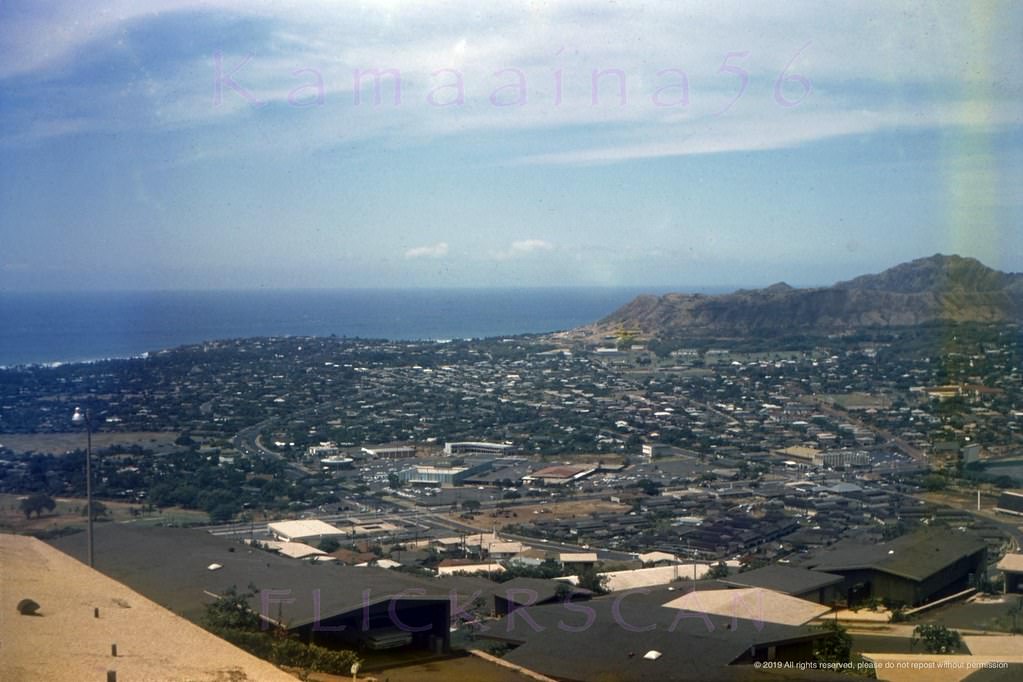 #14 Birdseye view from Halekoa Drive on Waialaie Nui Ridge (then known as Waialae Uplands), 1965