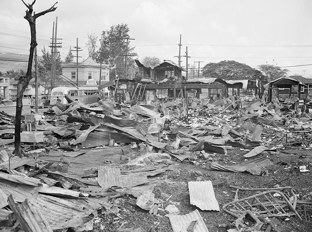 #117 Wreckage in Honolulu following the Japanese Attack on Pearl Harbor of December 7th, 1942
