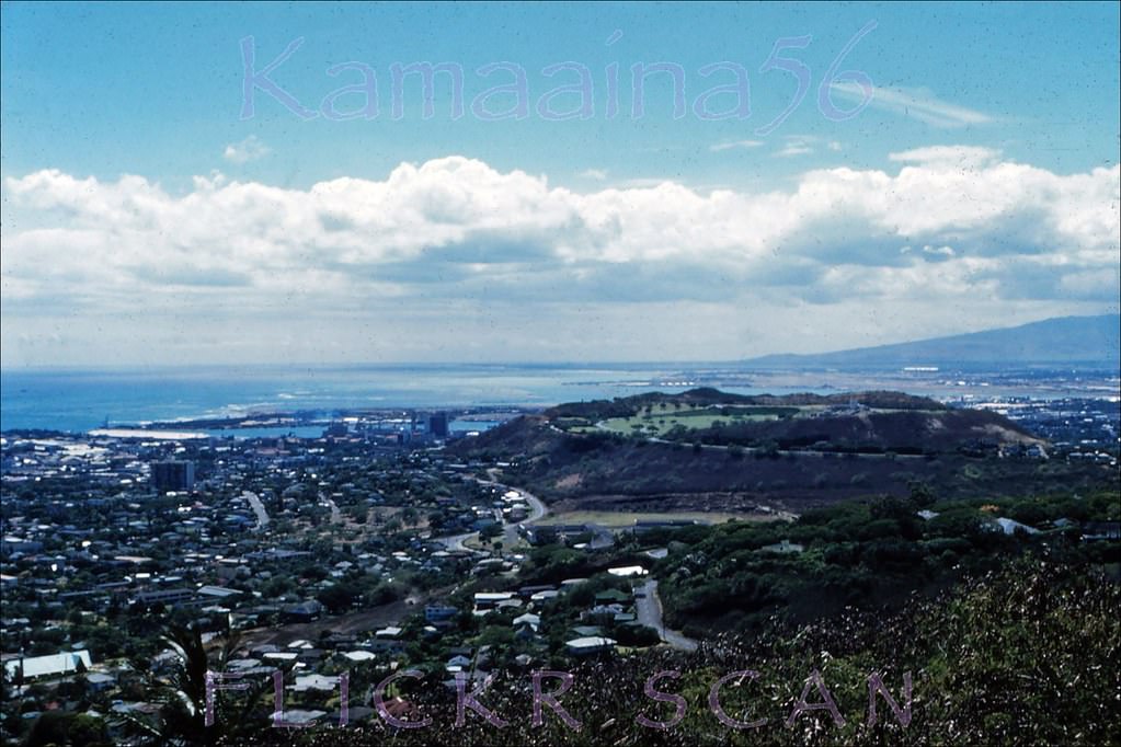 #19 Looking towards Punchbowl Crater and Honolulu Harbor, 1962