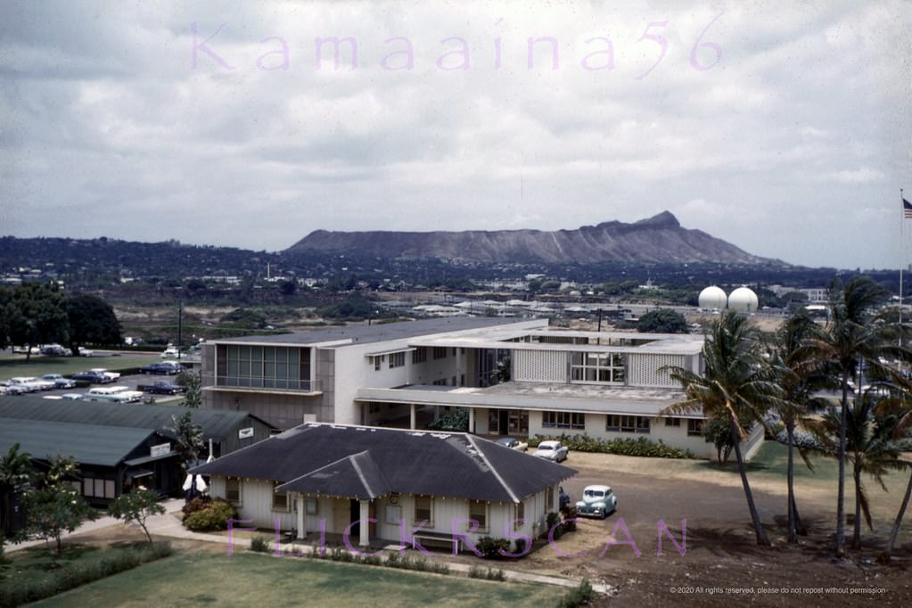 #51 Looking Diamond Head across the Manoa Campus of the University of Hawaii, Honolulu, 1950s