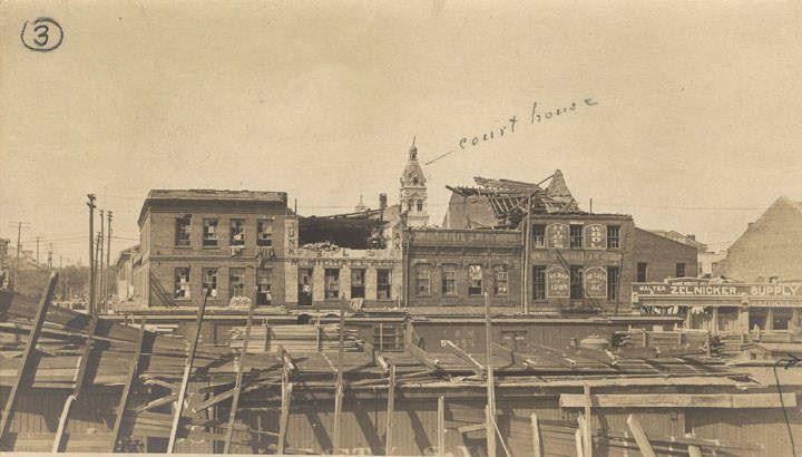 #231 Damage from a hurricane in downtown Mobile, Alabama, just south of the L & N depot, 1902