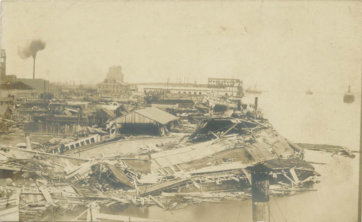 #254 Wreckage at the docks in Mobile, Alabama, after the hurricane of 1906.