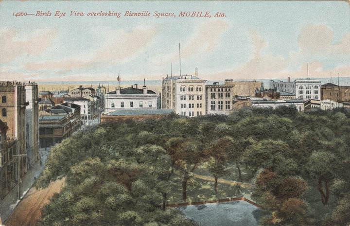 #48 Birds Eye View overlooking Bienville Square, Mobile, 1900s