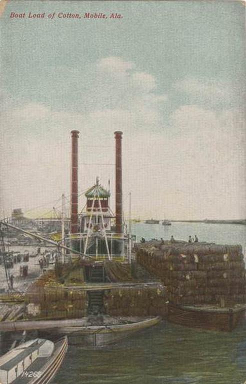 #23 Boat Load of Cotton, Mobile, 1900s