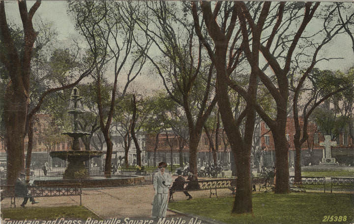 #80 Fountain and Cross, Bienville Square, Mobile, 1900s