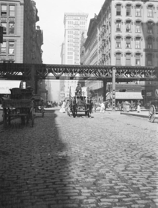 #116 View of Monroe Street, west from Michigan Avenue, Chicago, Illinois, 1904.