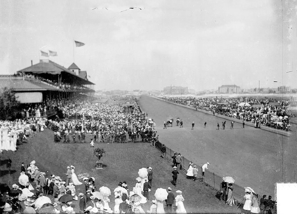 #169 Derby Day at Washington Park racetrack, Chicago, Illinois, 1902.