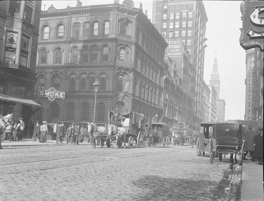 #202 View of the northeast corner of Dearborn Street and Madison Street, Chicago, Illinois, 1905