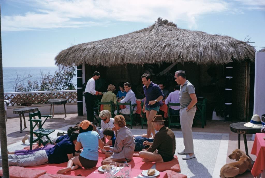 #162 Holidaymakers in Marbella, Spain, April 1963.