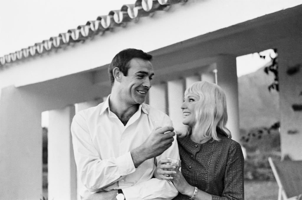 #228 Actor Sean Connery who plays James Bond, actress Diane Cilento on their honeymoon near Marbella in Southern Spain, shortly after their secret wedding in Gibraltar, 1962