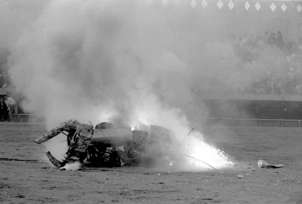 #44 Celebration in the Figueres Bullring of a comic and surrealist bullfight organized by the painter Salvador Dali, 1961