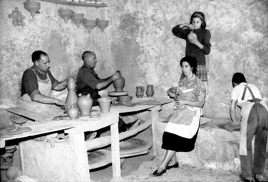 #9 People making pottery in rural Spain, 1960s.