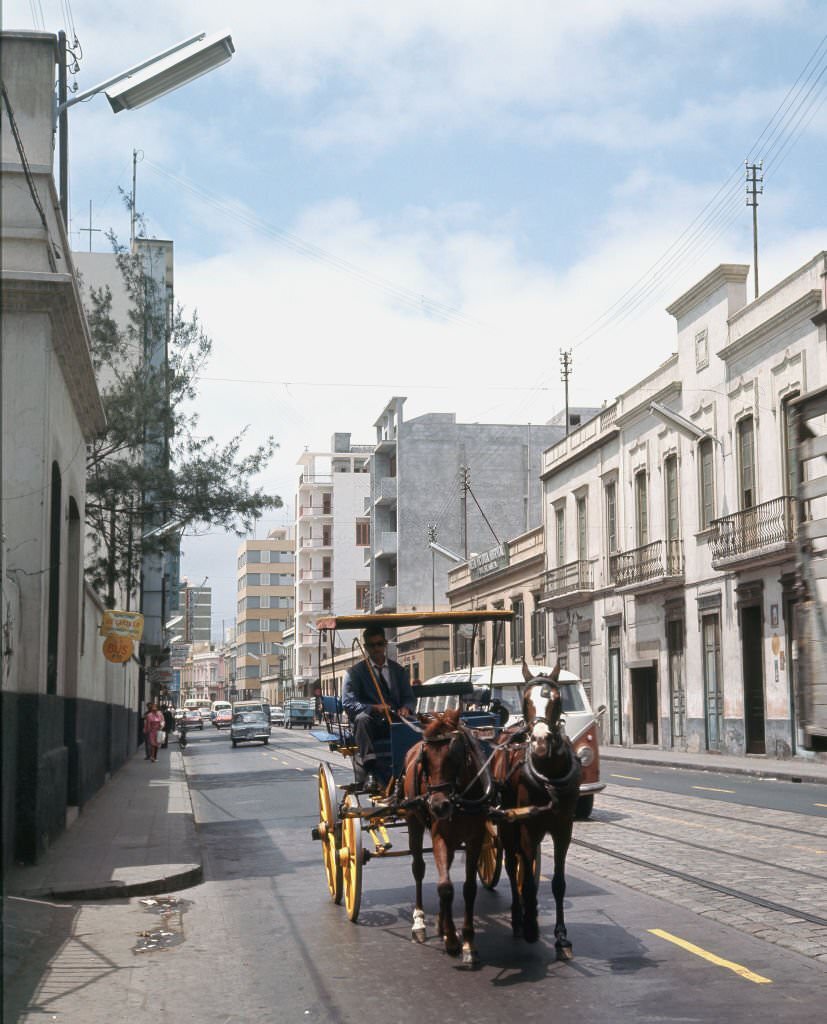 #73 View of a street of Las Palmas with the house of Christopher Columbus, Canary Islands, Spain, 1960.