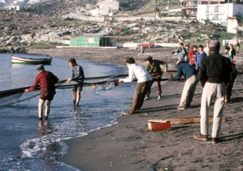 #226 Early morning hauling in the fishnets, Almuñécar, 1977