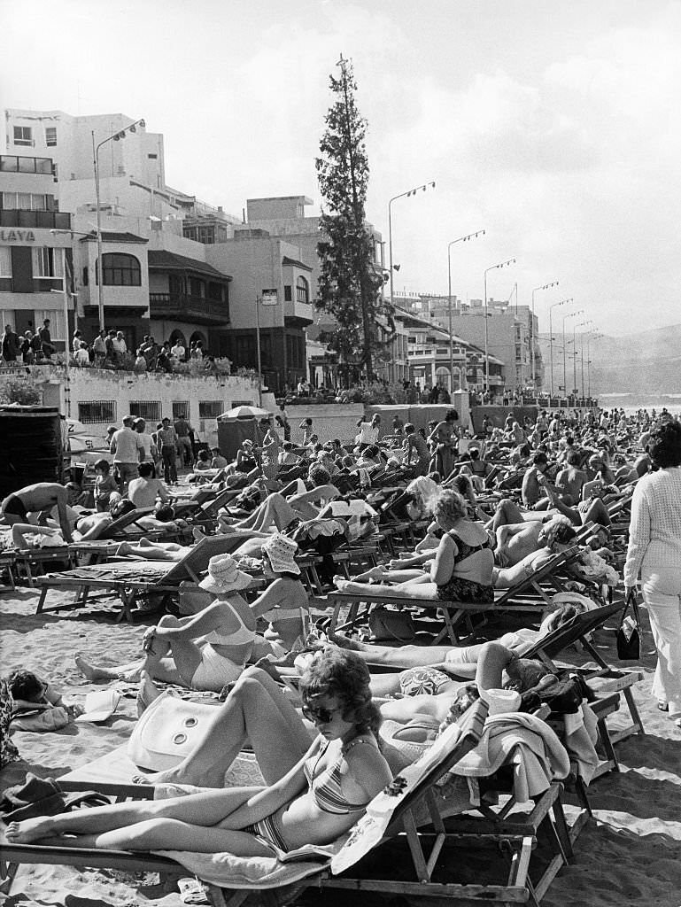 #10 Tourists on the beach in the port city of Las Palmas, 1972