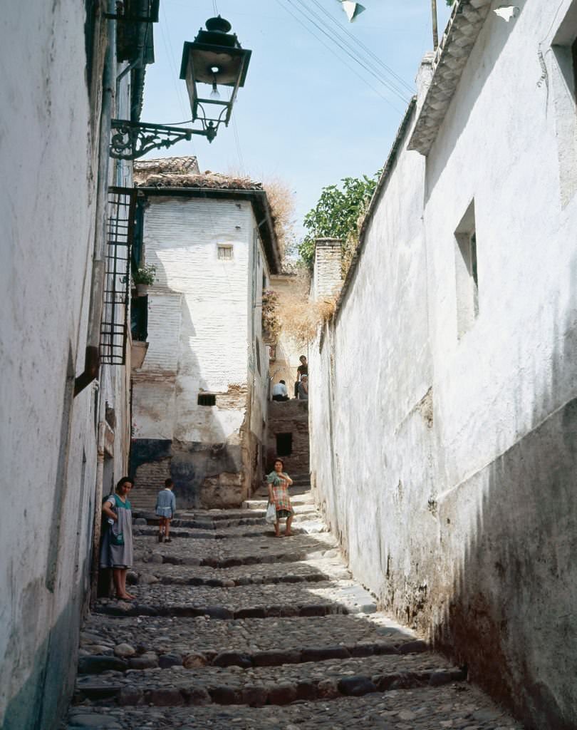 #122 A typical street of Granada, Andalusia, Spain, 1968.