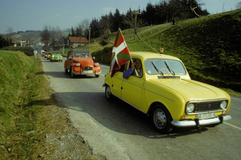 #24 Automobile funeral convoy in the Basque Country on February 28, 1984 in Spain.