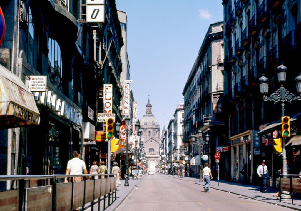 #30 View (looking north) along Calle de Alfonso I, Zaragoza, Aragon, Spain, 1984.