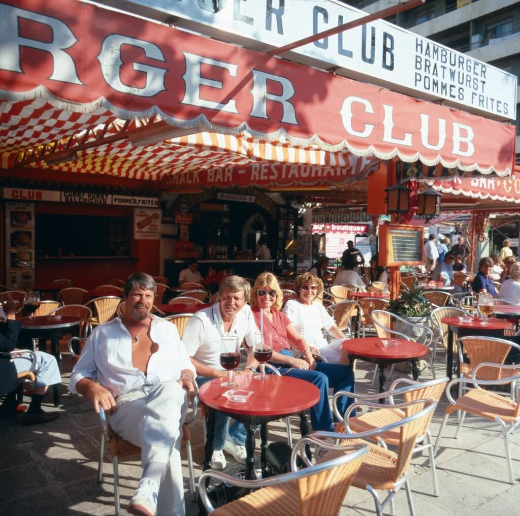 #88 Being guest in a street cafe at the beach El Bajondillo of Torremolinos, Andalusia, Spain 1980s.