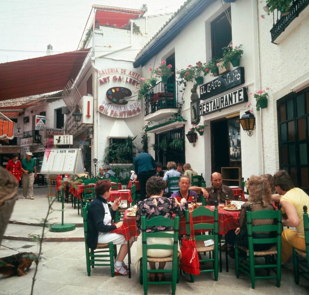 #91 Being guest in a street cafe of Torremolinos, Andalusia, Spain 1980s.