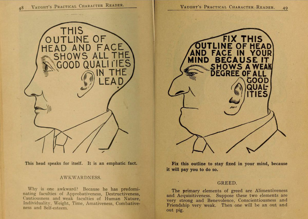 1902 Phrenology Book that determined a person&;s Personality based on the shape of his Head and other Facial Features