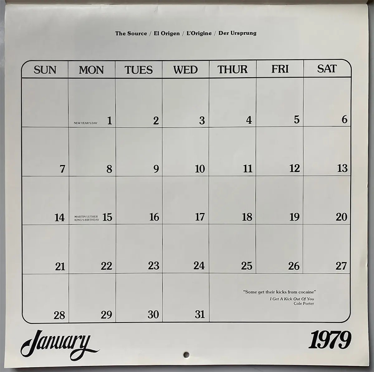 A Weird 1979 Cocaine Calendar Published in San Francisco Weird