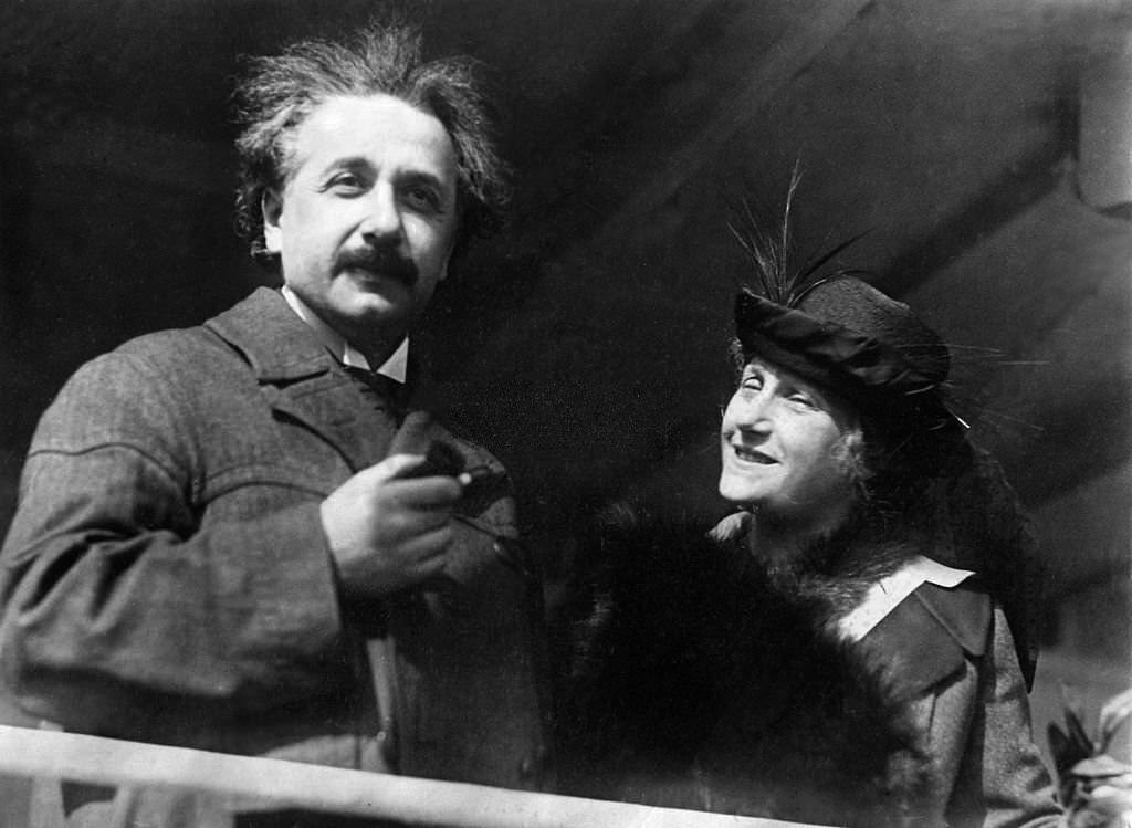 #119 Albert Einstein with his wife Elsa, 1929