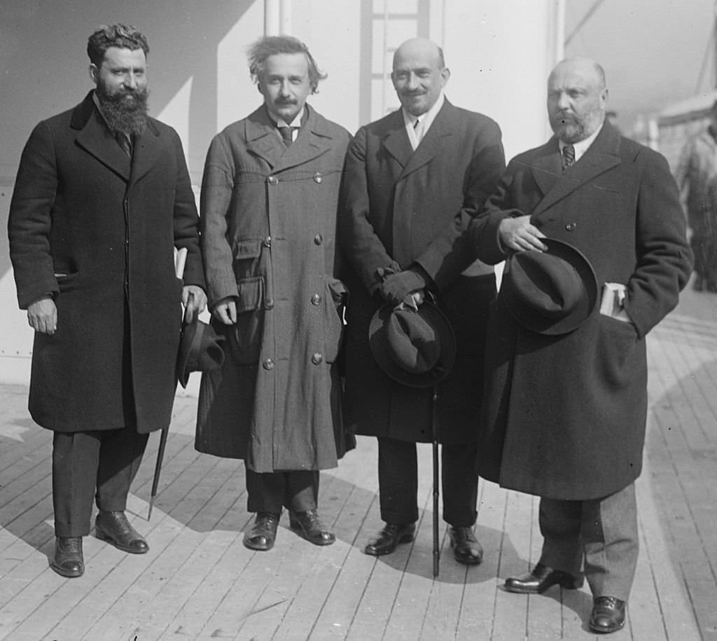 #16 Albert Einstein with Mossessohn, Chaim Weizman,and Ussischkin