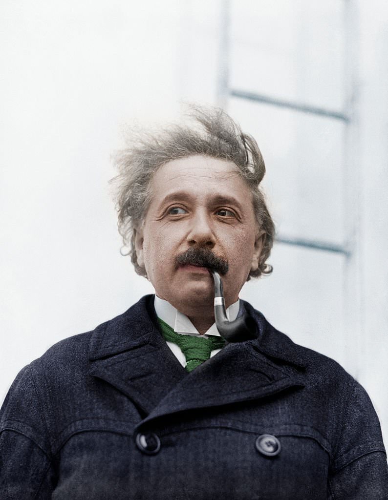 #54 Albert Einstein on his arrival in New York from Europe on the SS Rotterdam, 2nd April 1921.