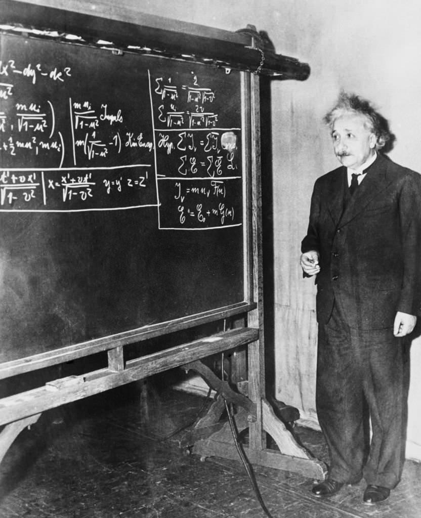 #30 Albert Einstein lecturing to the American Association for the Advancement of Science at Pittsburgh.