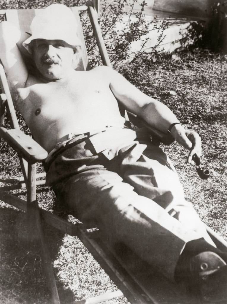 #43 Albert Einstein sunbathing, 1932