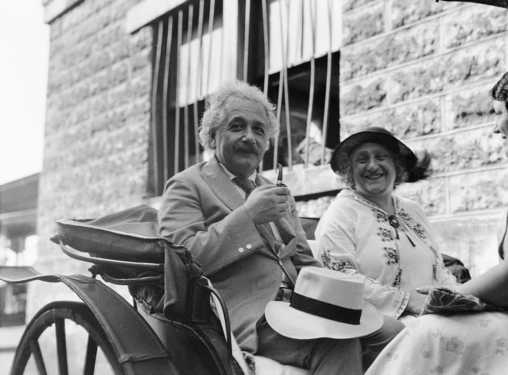 #44 Albert Einstein and Wife Riding in Carriage