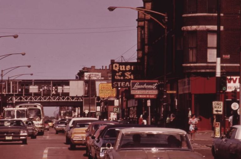 #55 Scene in South Side Chicago on 47th Street, a busy thoroughfare where many small Black businesses are located many of the city’s Black business owners started with small operations and grew with hard work.