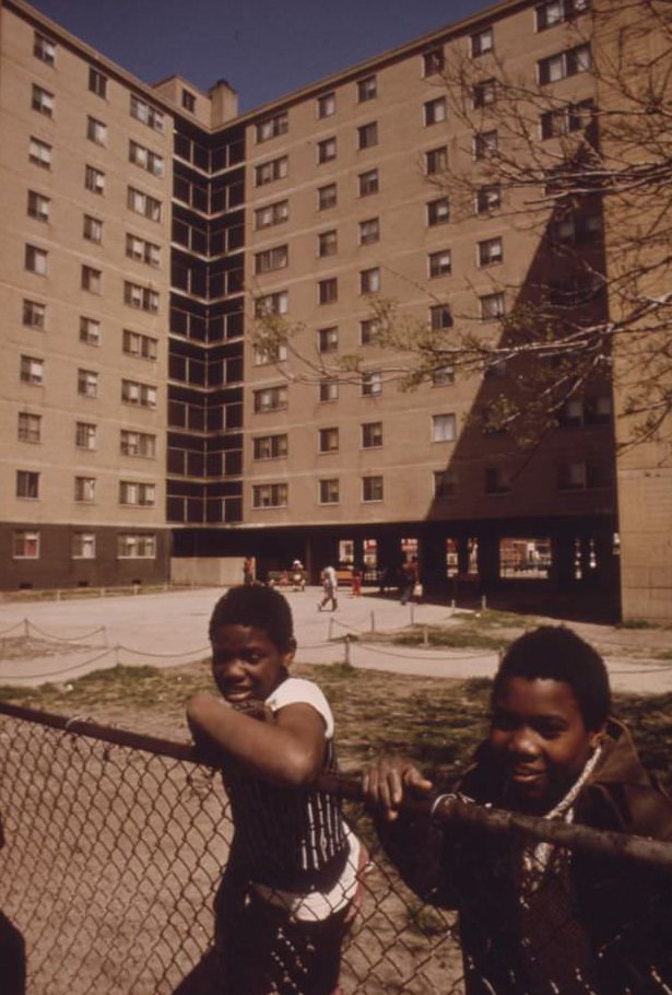 #4 Black youngsters outside the Stateway Gardens Highrise Housing Project on Chicago’s South Side.