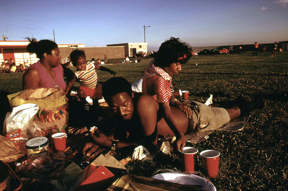 #17 A family enjoys a picnic at 12th Street Beach on Lake Michigan, in August 1973.