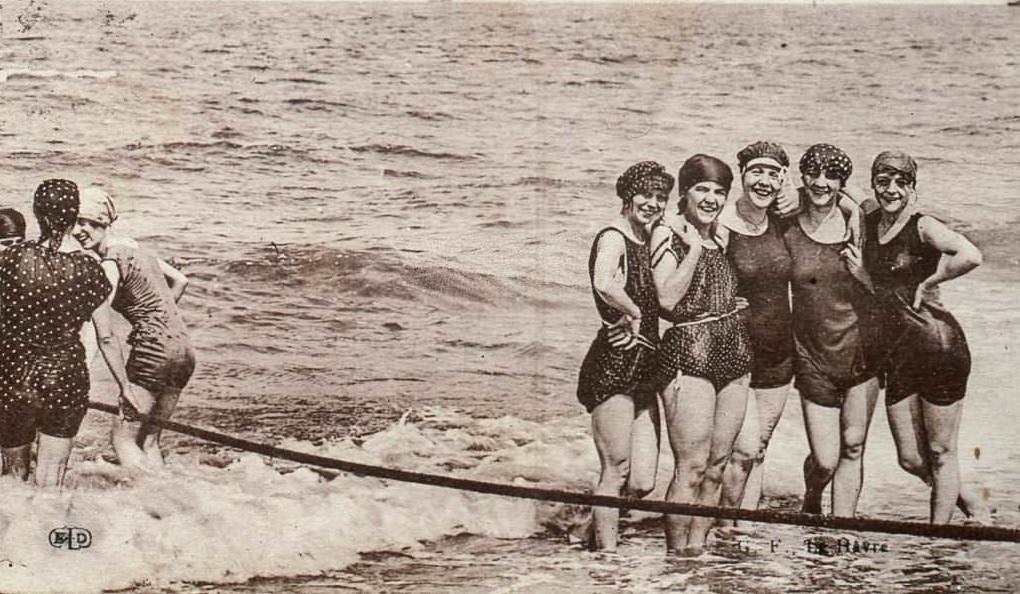 #54 Bathers on Deauville beach.