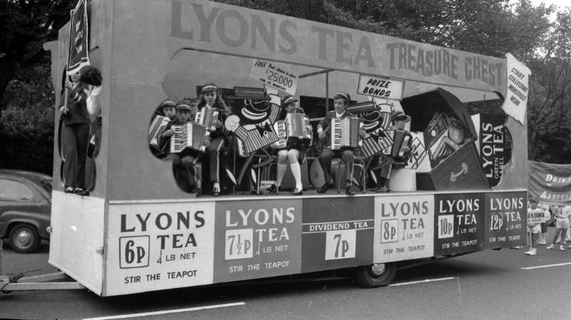 #10 A Lyons tea float taking part in the Community Games parade, August 1971.