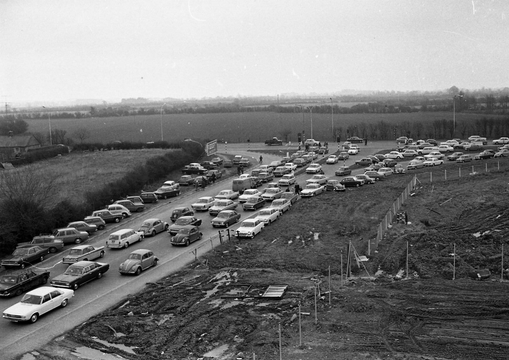 #26 A view of a traffic jam in Dublin, circa March 1971