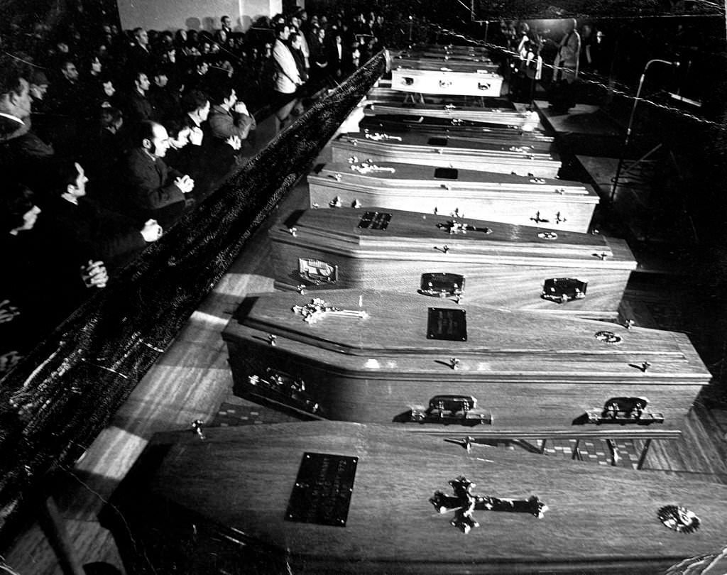 #71 The remains of the 13 people who were shot dead by the British Army in Derry on Bloody Sunday, 1972